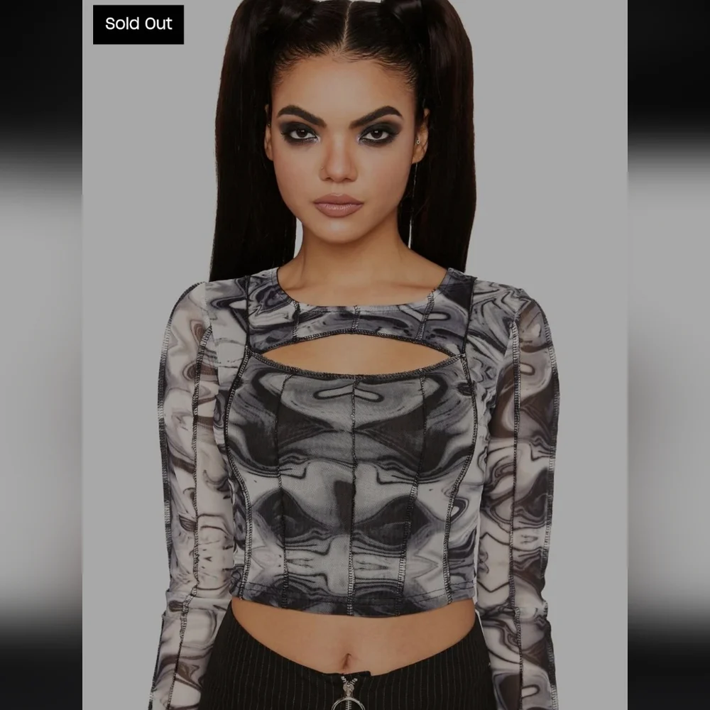 Dolls Kill Pretty Garbage Swirl Mesh Top